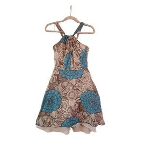 Trina Turk 100%silk halter style floral dress size 2